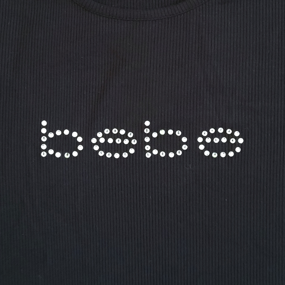 bebe Black🖤 Ribbed Top with Clear Rhinestones💎 - NWT - Picture 10 of 14